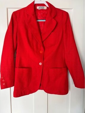 The Villager Red Linen-Look Blazer — Size 14